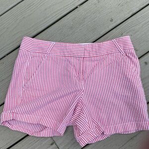 J. CREW - Peach & White Searsucker Striped (CITY FIT) Women's Shorts, Size: 4